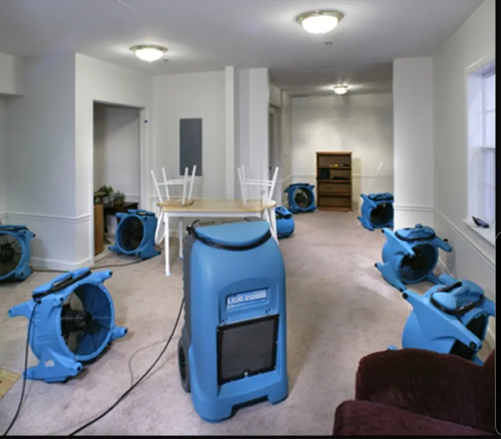 Air movers and dehumidifier setup for Water Extraction & Removal in Lake of the Pines