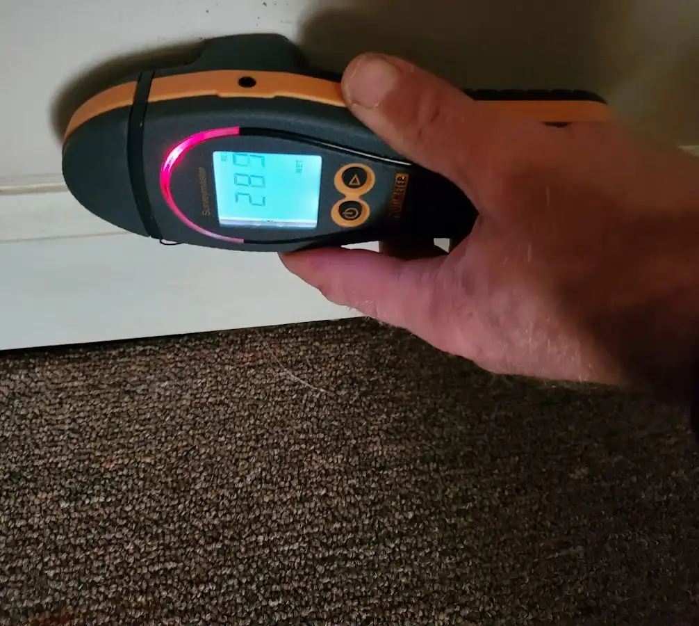 Moisture detection at baseboard during Mold Inspection & Testing in Lake of the Pines