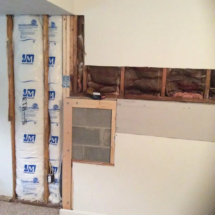 Wall insulation replacement during Basement Flood Cleanup in Lake of the Pines